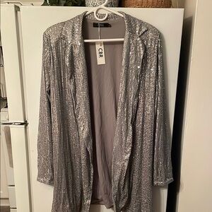 CBR Silver Sequin Drape Jacket NWT Large